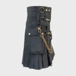 Black Fashion Utility Kilt With Chains