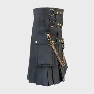 Black Fashion Utility Kilt With Chains