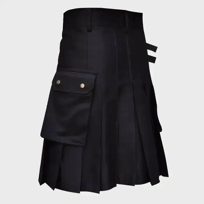 Black Wedding Utility Kilt for Active Men