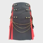Black and Red Hybrid Utility Kilt with Silver Chain