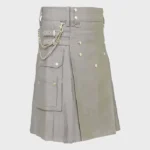 Grey Active Men Utility Kilt With Silver Chain