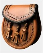 Artsian Classic Brogue Sporran in Tan Leather - Image 3