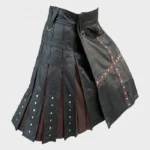 Black And Brown Leather Kilt For Men