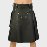 black_leather_kilt_for_men_side_kiltshub.com
