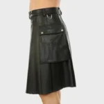 Black Leather Kilt For Men - Image 2