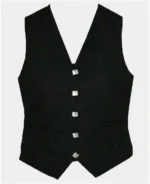 Black Wool Tweed Argyle Jacket and Vest For Men - Image 3