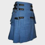 Blue Denim Cargo Fashion Utility Kilt - Image 3