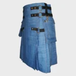 Blue Denim Cargo Fashion Utility Kilt - Image 2