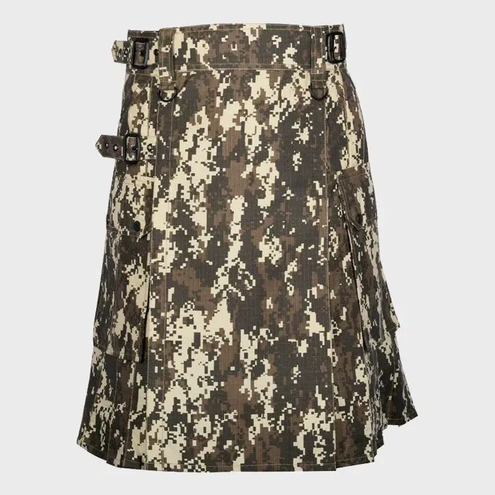 digital_camouflage_gothic_utility_kilt_for_men.webp Digital Camouflage Gothic Utility Kilt For Men - Image 1