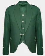 Green Wool Tweed Argyle Kilt Jacket and Vest