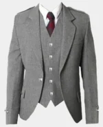 Grey Wool Tweed Argyle Kilt Jacket and Vest
