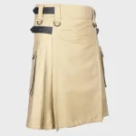 khaki_cotton_utility_kilt_with_genuine_leather_straps_side.webp