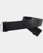 Lion Embossed Black Leather Kilt Belt - Image 3