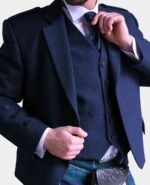 Navy Blue Tweed Kilt Jacket With Waistcoat - Image 3