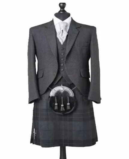 premium_charcoal_gray_tweed_jacket_with_night_watch_tartan_kilt_outfit_Kiltshub.com.webp