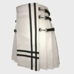 Real White Leather Gladiator Kilt - Image 3