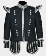 scottish_new_100_wool_black_military_piper_drummer_doublet_tunic_jacket_Kiltshub.com