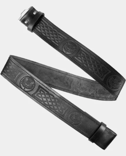 thistle_embossed_black_leather_kilt_belt_Kiltshub.com