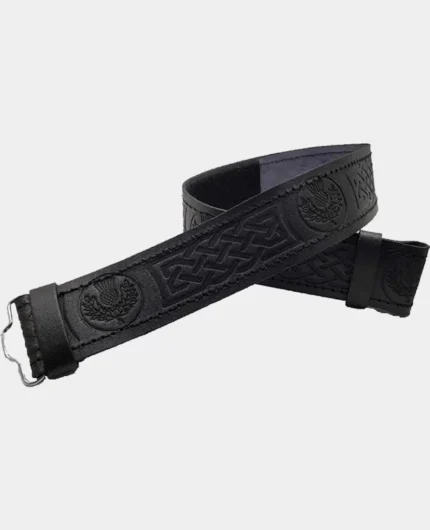 thistle_embossed_black_leather_kilt_belts_Kiltshub.com.webp